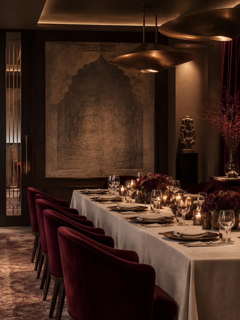 Private dining room prepared for an intimate gathering